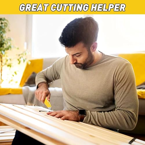 Miniatura 8 de DIYSELF Paquete de 2 cuchillos utilitarios, cortador retráctil, resistente (amarillo)