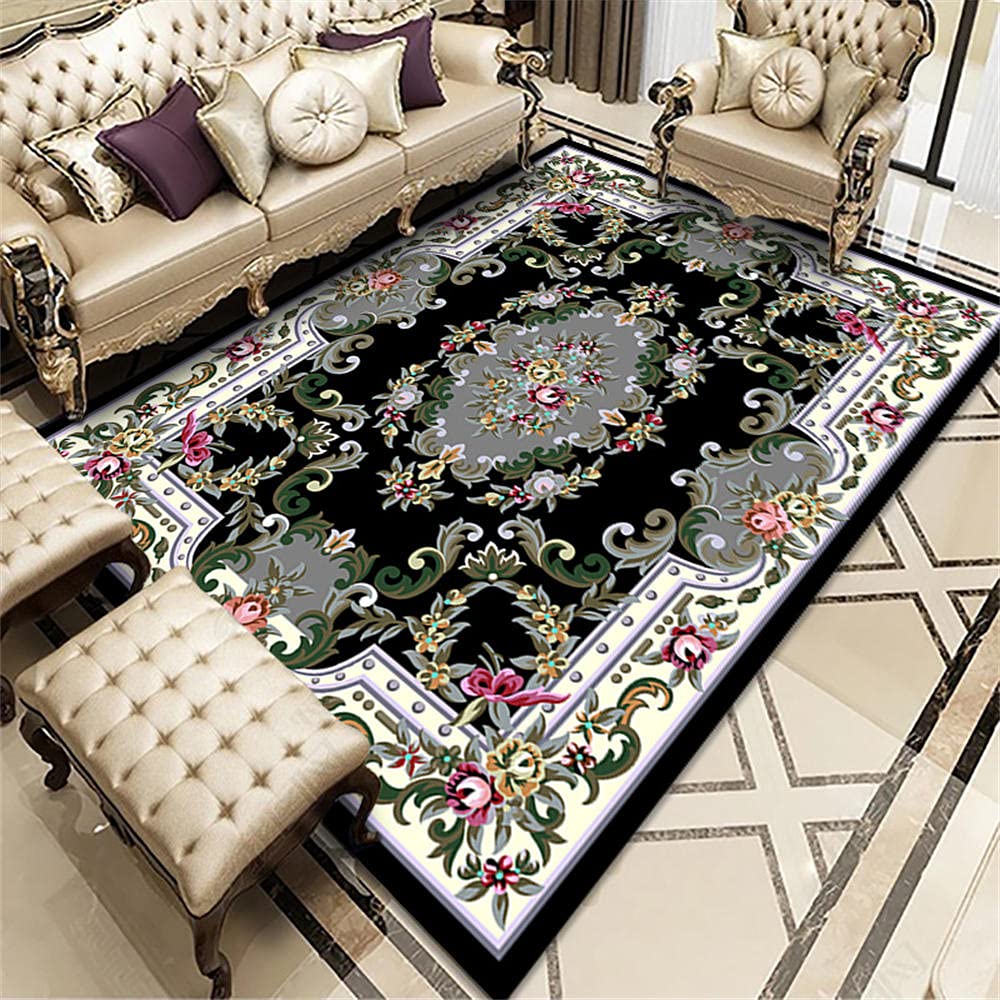 Grand tapis salon tapis salle a manger noir purple green 160x230