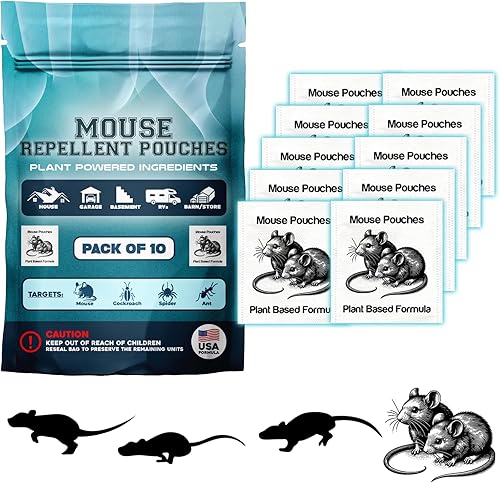 Paquete de 10 bolsas repelentes de ratones con aroma botánico Natural Mouse Repellent Pouches para interiores, bolsas repelentes de roedores, bolsas