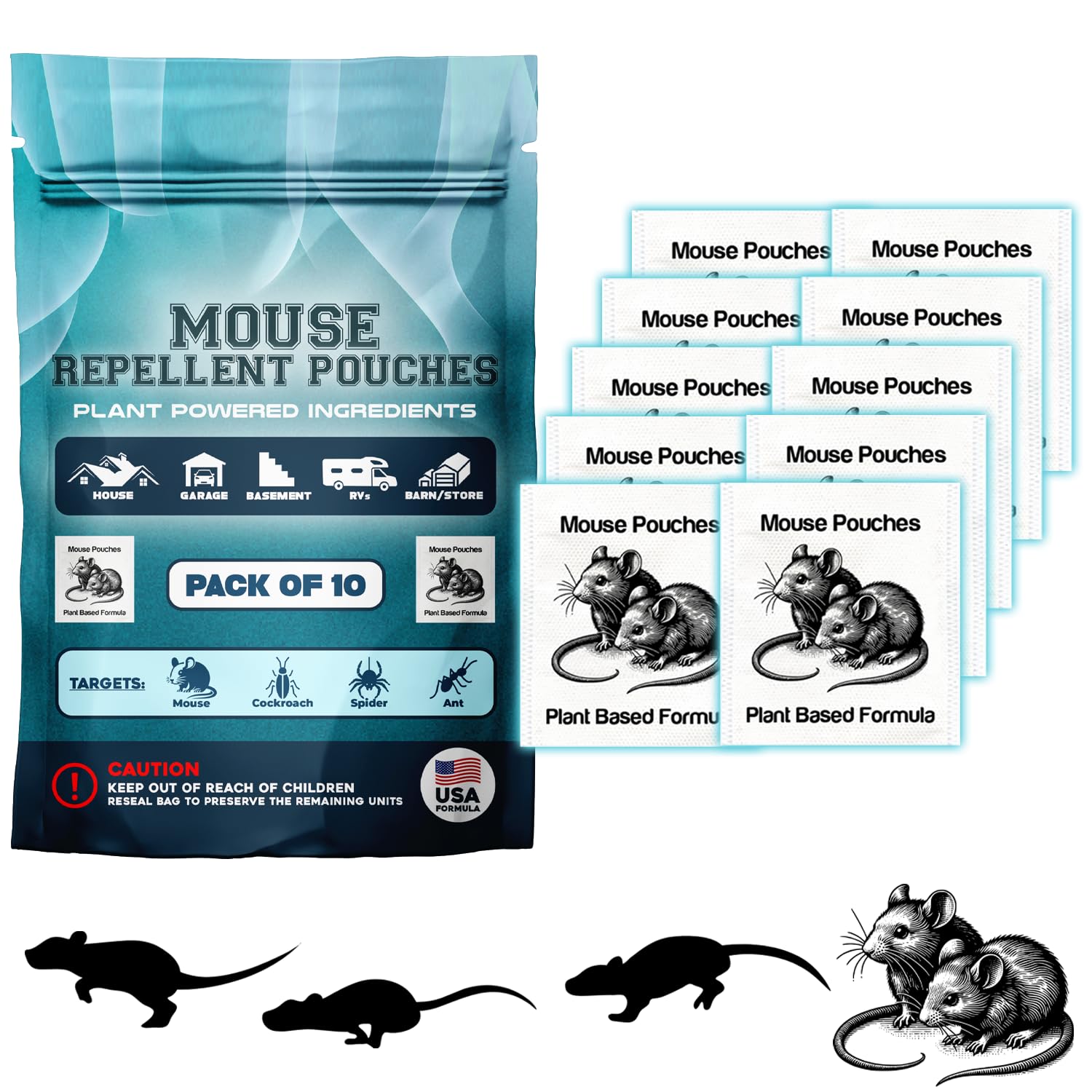 Vamoose 12 Pack Mouse Repellent Pouch, Botanical Rodent Repellent Bags for Indoor and Outdoor, Rodent Repellent Bags, Mice Deterrent Bags for Home, Attic, Office