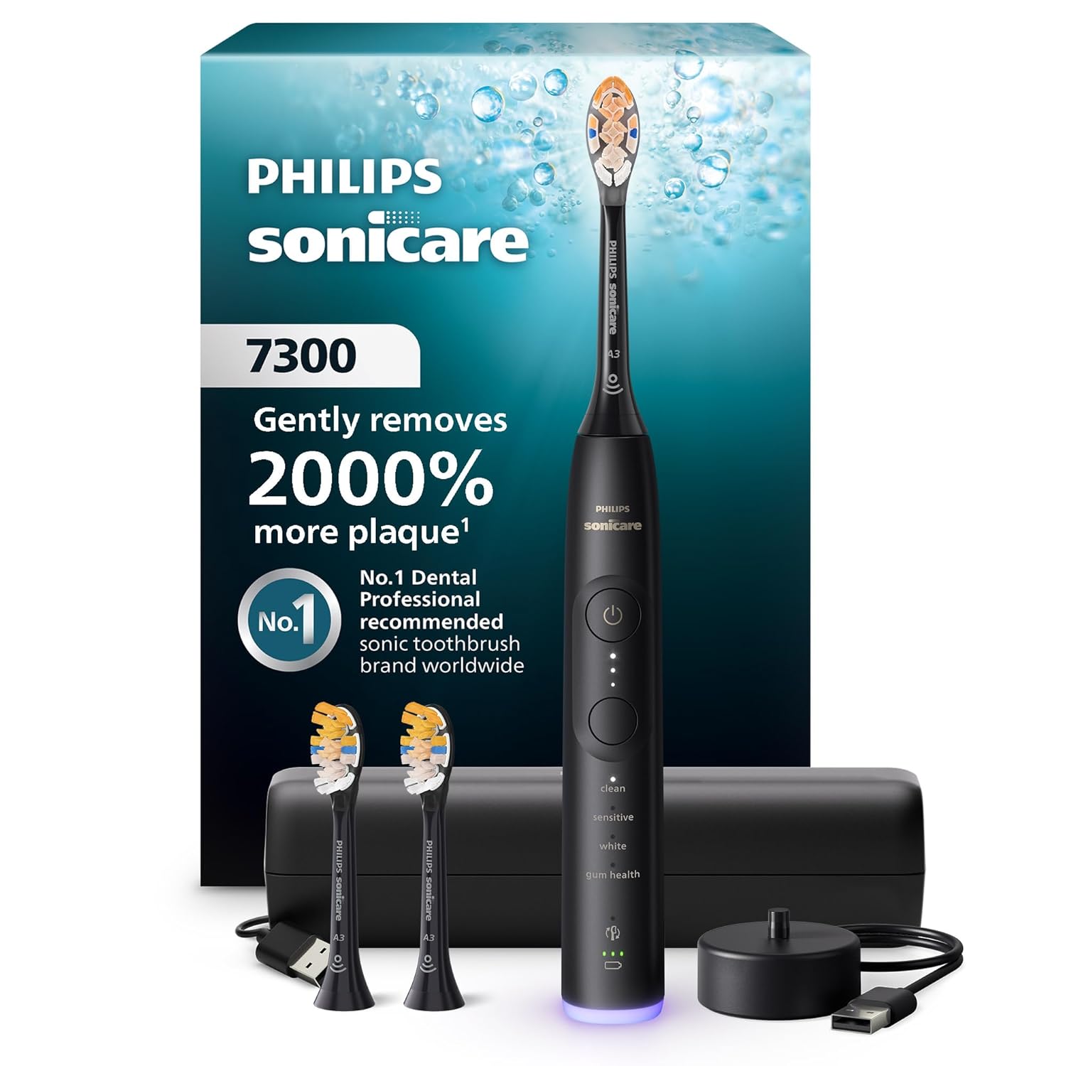 Philips Sonicare 7300 Series Electric Toothbrush - Next-Generation Sonicare Technology Pressure Sensor 12 Brushing Settings SmarTimer BrushPacer 21-Day