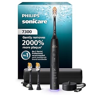 Philips Sonicare 7300 Series Electric Toothbrush - Next-Generation Sonicare Technology, Pressure Sensor, 12 Brushing Settings, SmarTimer, BrushPacer, 21-Day Runtime, Travel Case, Black, HX7421/07 - Amazon product rated Grade B