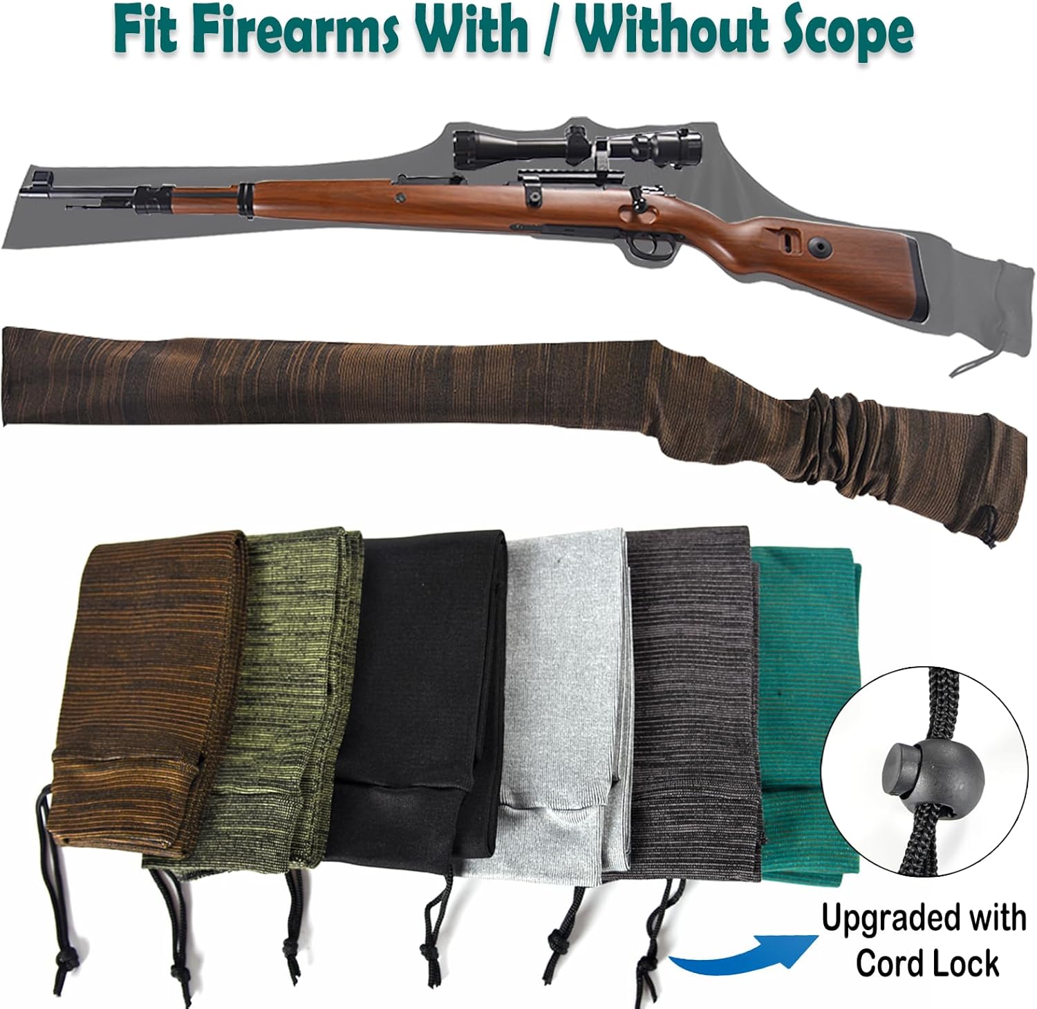 12 PCS Gun Socks for Handguns and Rifle Shotguns, Silicone-Treated Gun Sock for Pistol Handgun, Rifle Protective Sleeve for Storage,Shot Gun Accessories (6 Color/12 Pack)