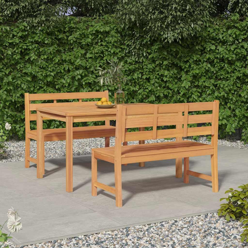 Fengshui Set da pranzo da giardino, 3 pezzi, in legno massello di teak | Impermeabile, piano del tavolo stabile, comodo schienale, istruzioni di montaggio incluse (lingua italiana non garantita)