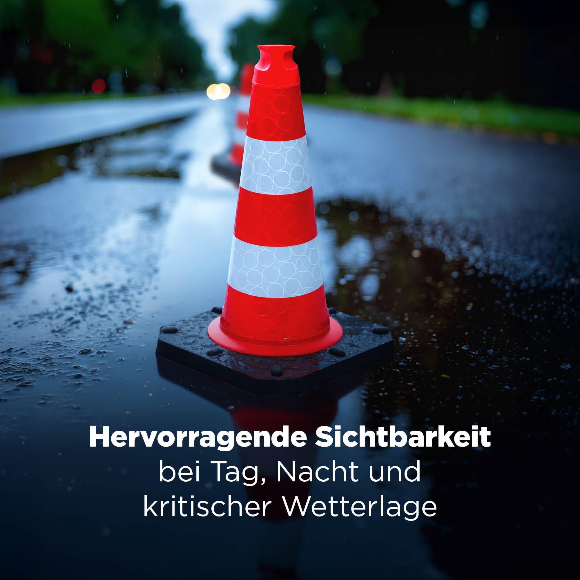 blizz-z Verkehrsleitkegel Profi Höhe 500 mm (1 Stück) | StVO & Bast-geprüft | vollreflektierend, Reflektionsklasse RA1 | Gewichtsklasse 3: 2,5 kg | stapelbarer TL-Leitkegel, Pylone, Verkehrshütchen