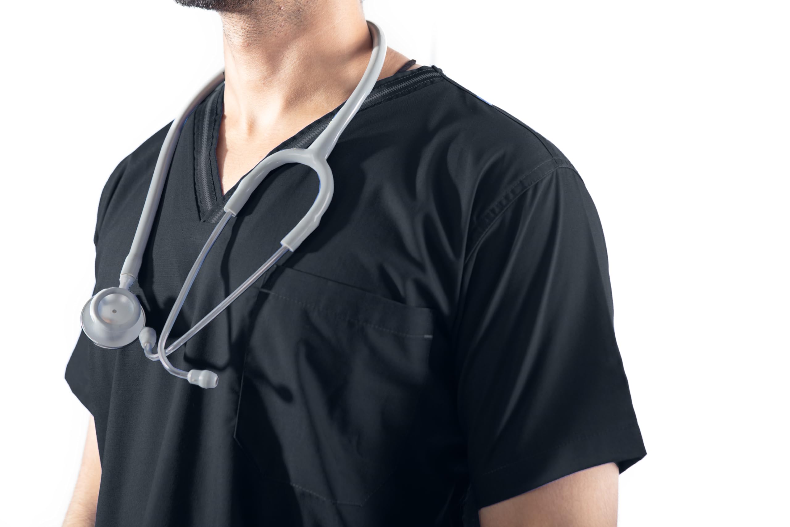 UNIFORM CRAFT Men's Designer Scrub Suit for Doctors, Nurses, Dentists and Healthcare Professionals (Black, Large) 2