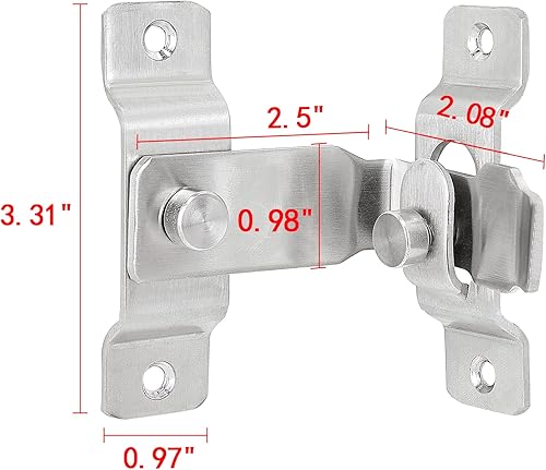 Miniatura 2 de INIRET 2 paquetes de cerradura de puerta de granero abatible de 90 grados, protege la privacidad y seguridad, pestillo de bloqueo de gancho para