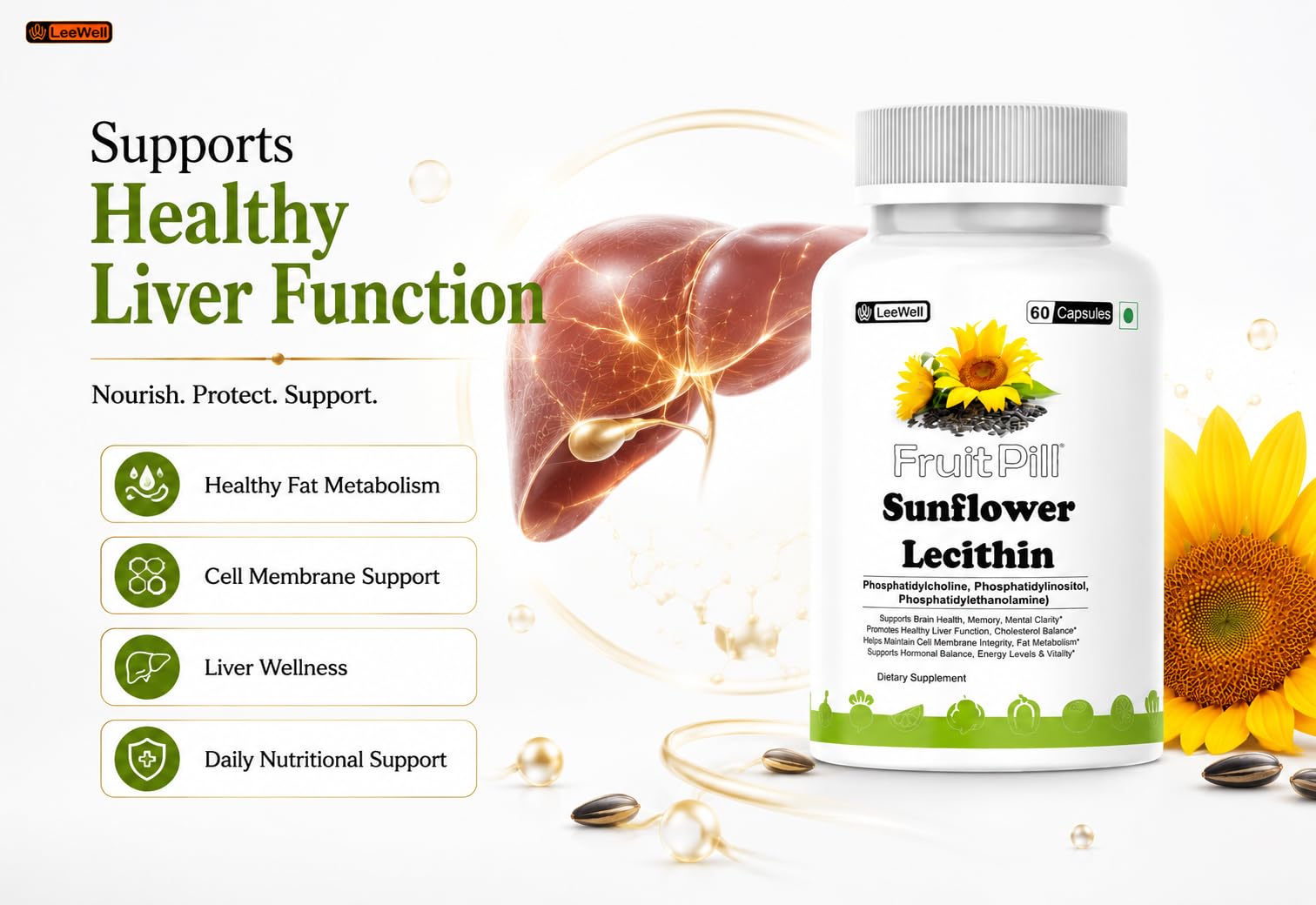 FruitPill Sunflower Lecithin Supplement, 60 Capsules 2