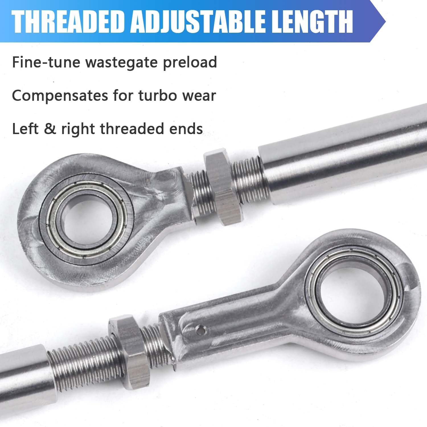 JADSOrBoB Adjustable Wastegate Actuator Arm with Bearings for Alfa Romeo Giulia & Stelvio 2.0T, Threaded Turbo Wastegate Linkage Rod Replacement, Fixes P0299 Underboost, Restores Turbo Response