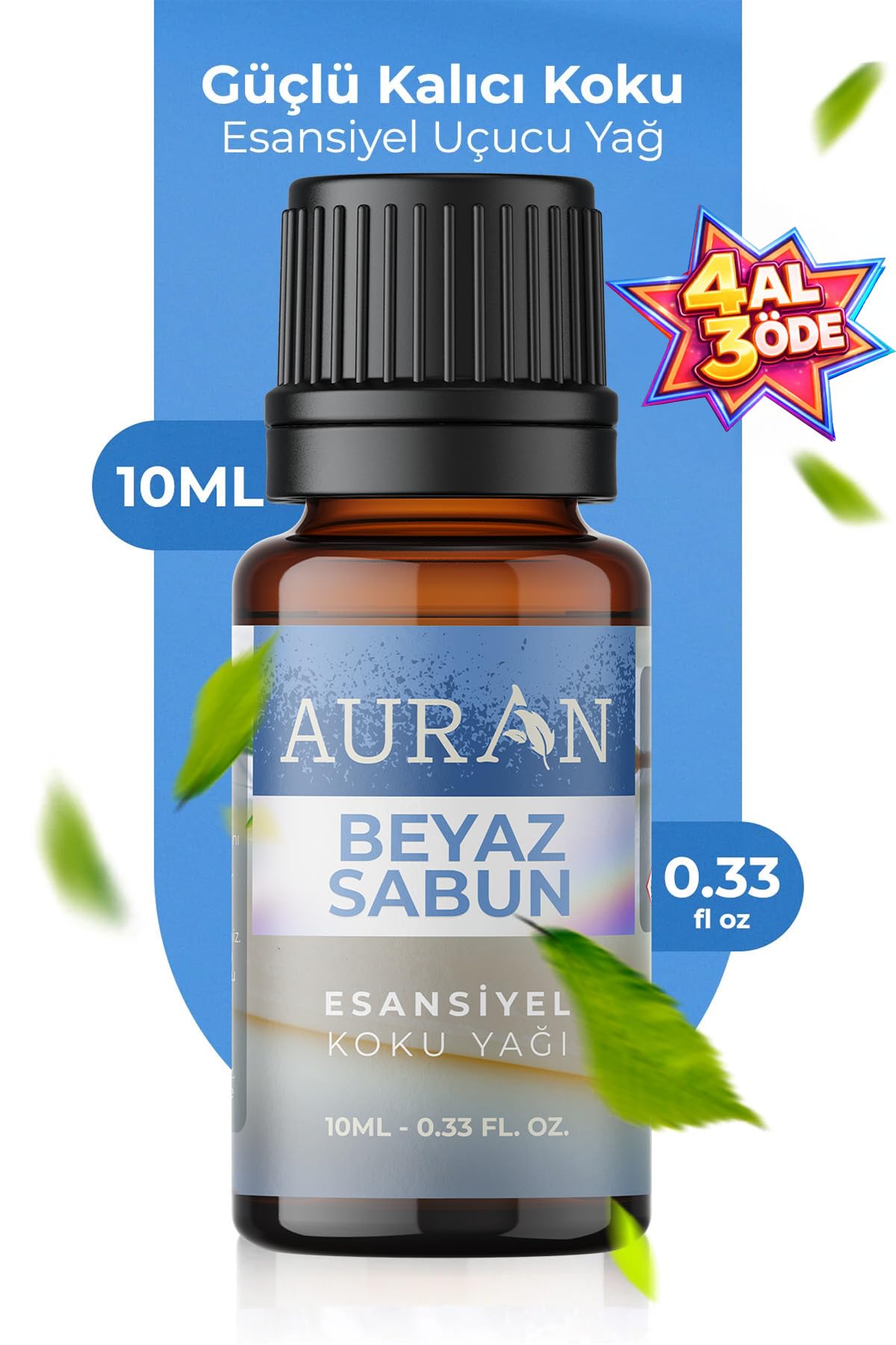AURAN Beyaz Sabun Esansiyel Uçucu Koku Yağı Difüzör Esansı Buhurdanlık Yağı Aromaterapi Yağı 10ml