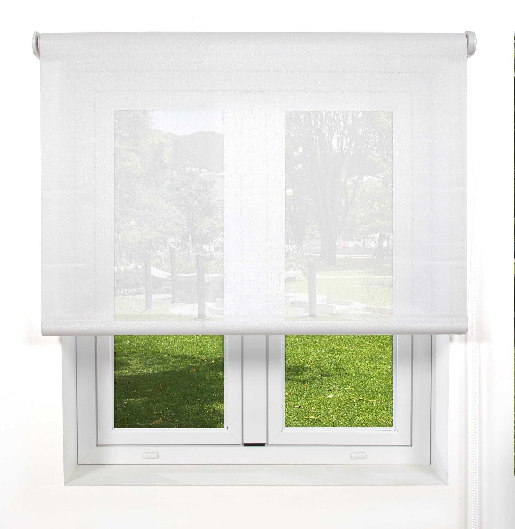 Blindecor Belmont Store Enrouleur Tissu translucide Blanc 190 x 180 cm