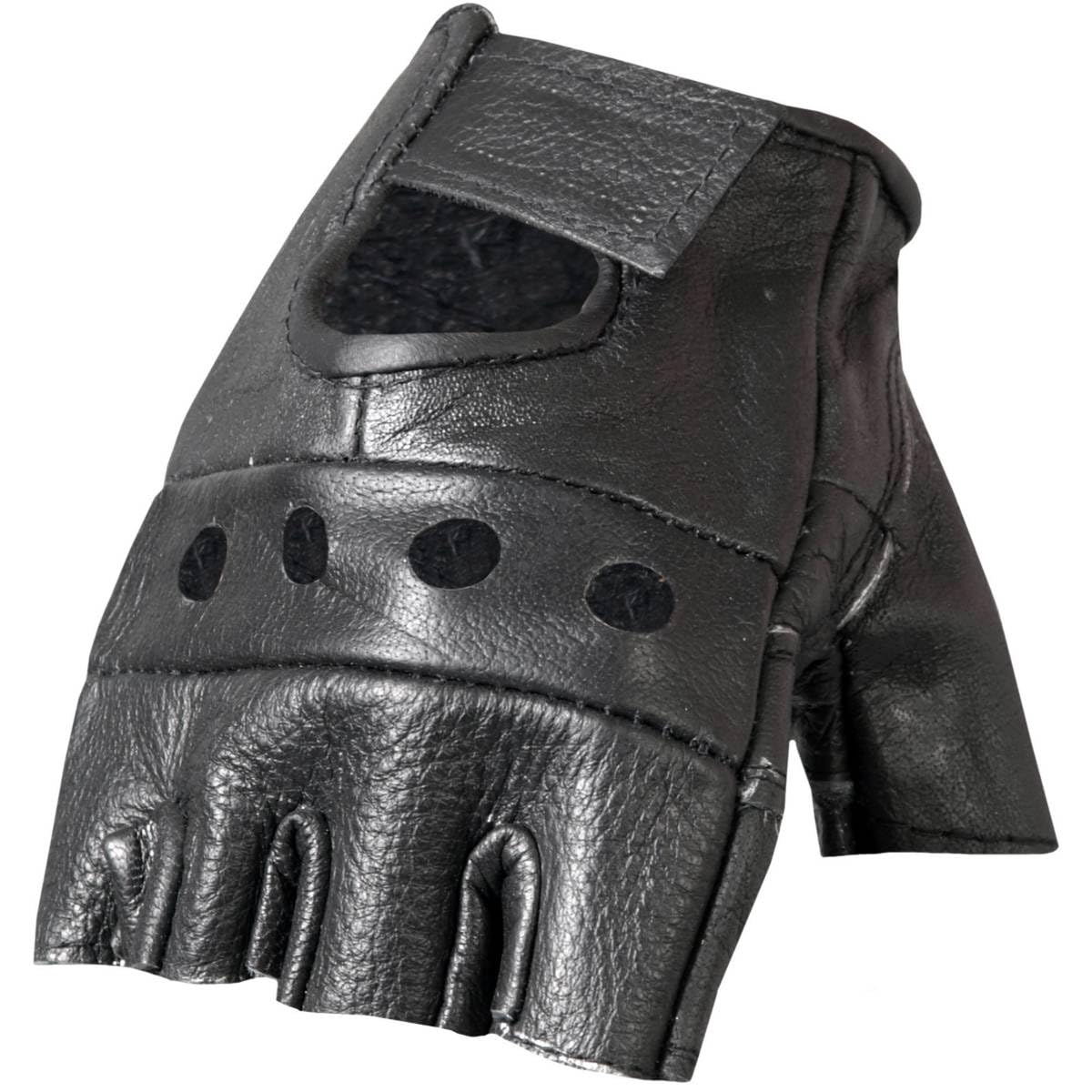 Hot Leathers Fingerless Leather Motorcycle Summer Gloves for Men and Women