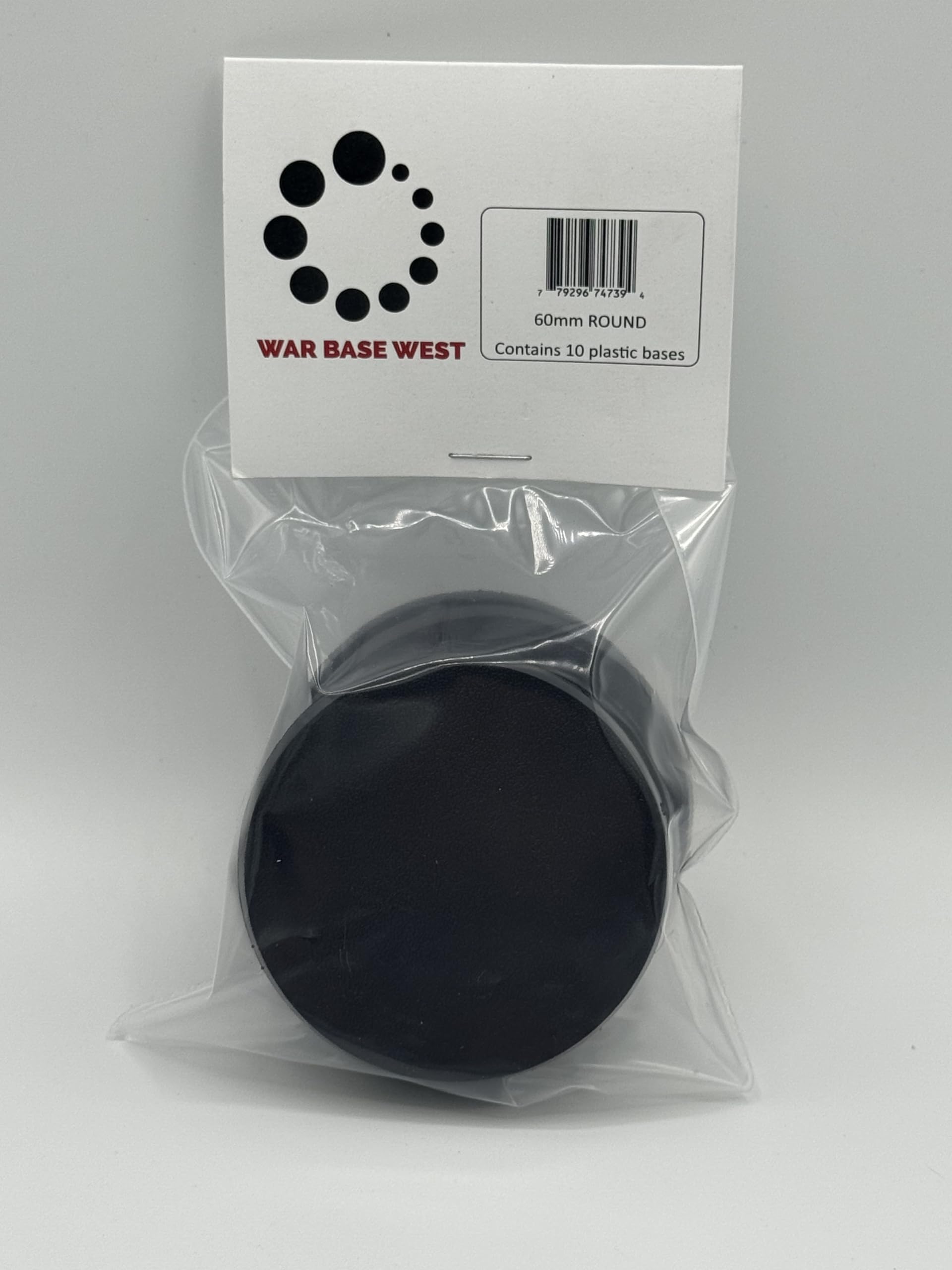 60mm Round Gaming Bases, 10-Pack, Black Plastic, Compatible with Warhammer 40k and AoS Miniatures