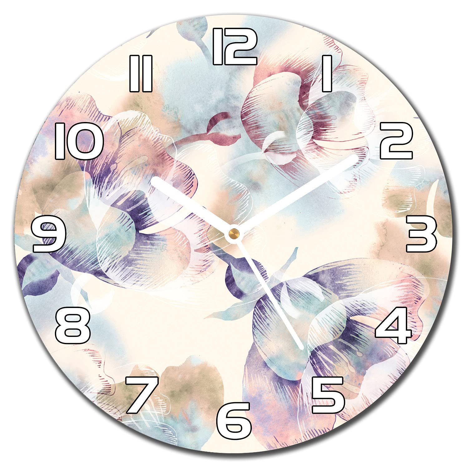 Horloge en verre 30 cm pour salon moderne et cuisine au style Rêve Floral