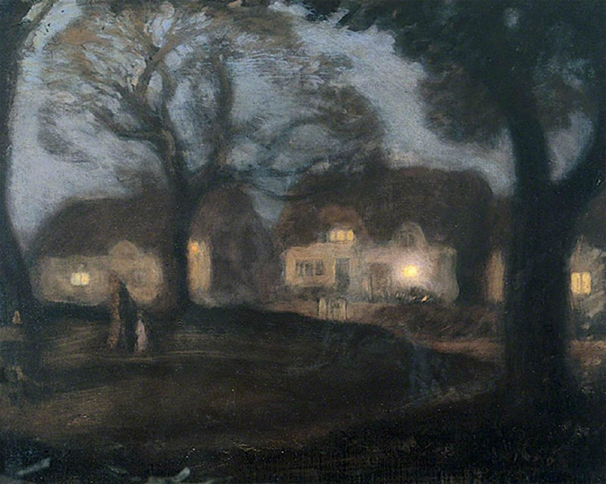 POSTERIIk Famous Print Pop Art Wall Art Graffiti il villaggio verde di notte Sir George Clausen Art Prints for Home Decor 60x90cm