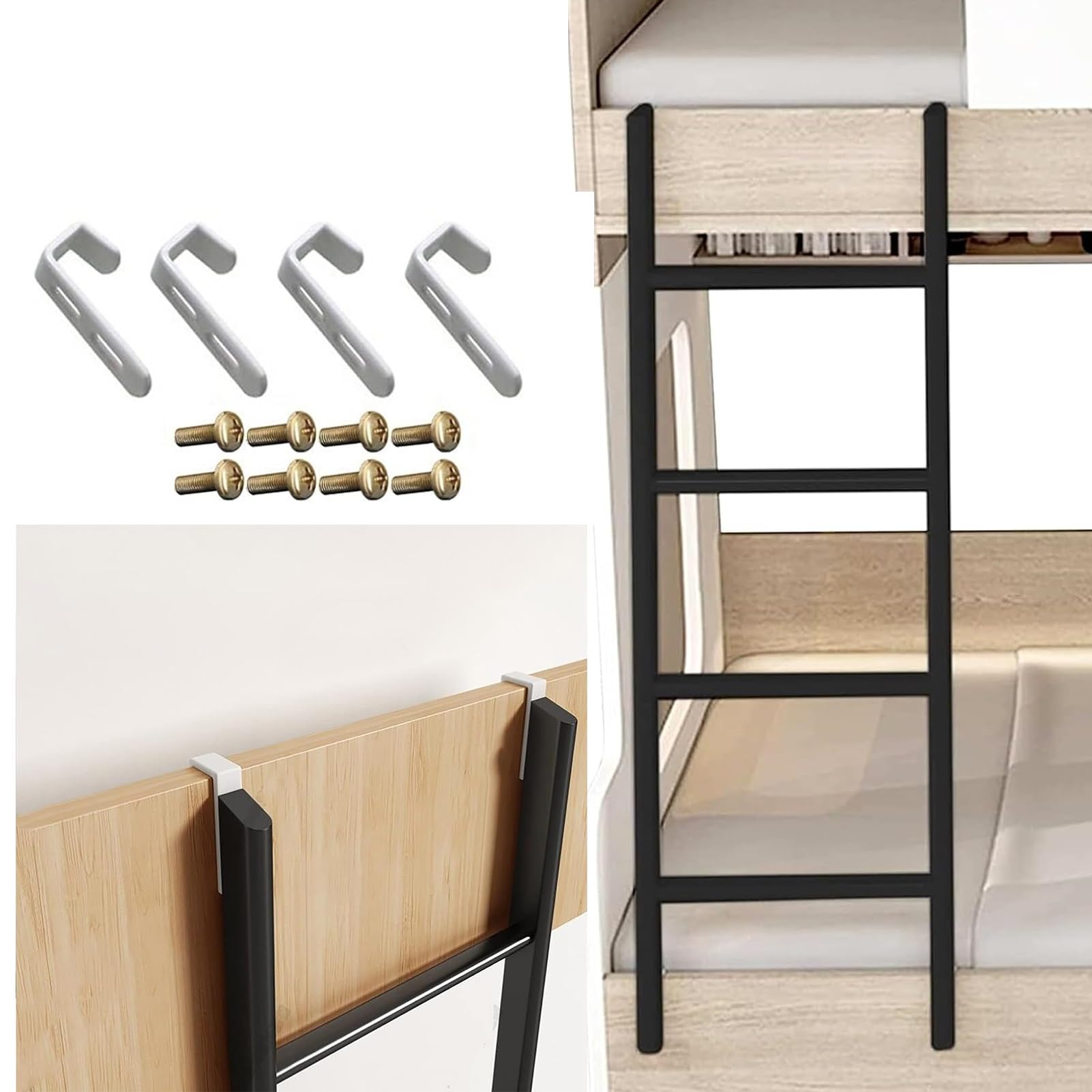 Escalera para litera de 4 o 5 escalones metálica con ganchos universales para cama