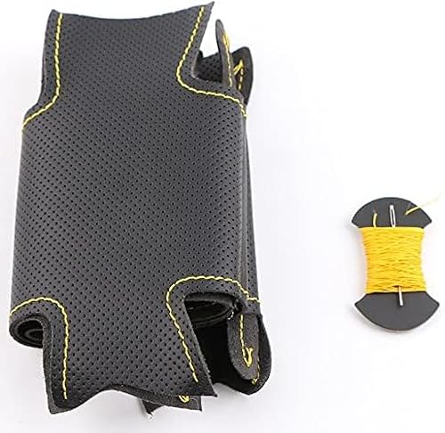 Cubierta de cuero negro del volante del coche para Mazda CX-3 CX3 CX-5 cubierta del volante del coche cosido a mano