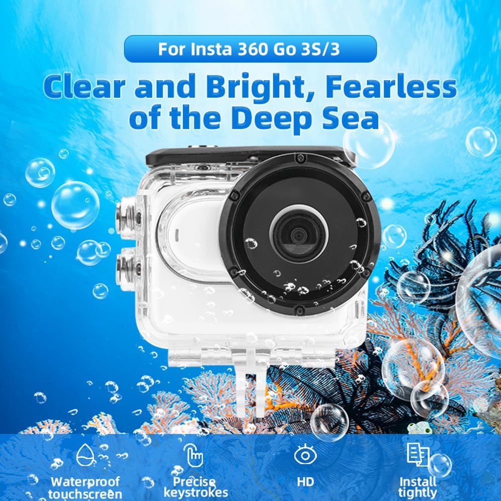 BTG Dive Case Waterproof Housing for Insta360 GO 3/3S Camera Accessories Underwater Housing Shell Cage Deep Diving Scuba Snorkeling Swimming