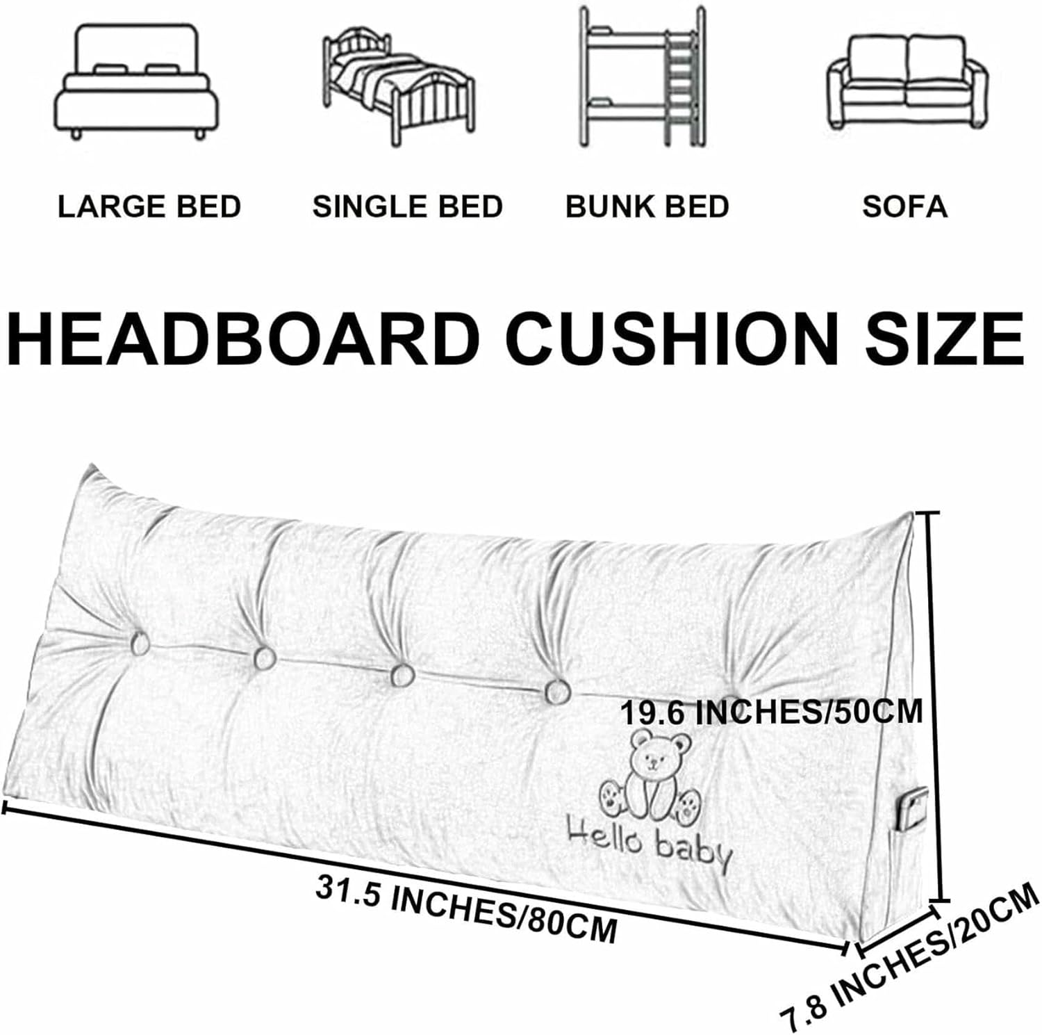 Triangular Wedge Headboard Pillow,Fleece Triangle Cushion Reading Pillow Bed Back Positioning Support Backrest Solid Color Large Bolster with Removable Cover~/