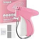 Handheld Stitch Tag Gun for Clothes, Quick Clothing Fixer, Tagging, Sewing Kit Includes 6 Needle, 1000 Black Fasteners & 1000 White Fasteners, Pink