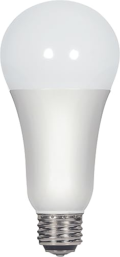Satco Bombilla LED S9372 A21 esmerilada de 3 vías 4000K con base de doble contacto mediana con extensión de haz de 300 pies, 3 W/11 W/16 W