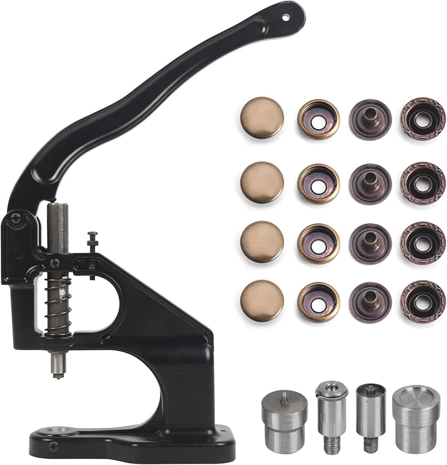 Button Press Machine, Hand Operated Pin Press Machine For 12.5mm Snap Buttons, Grommets & Eyelets - Black Metal, 10.63x1.97x14.57 Inch Button