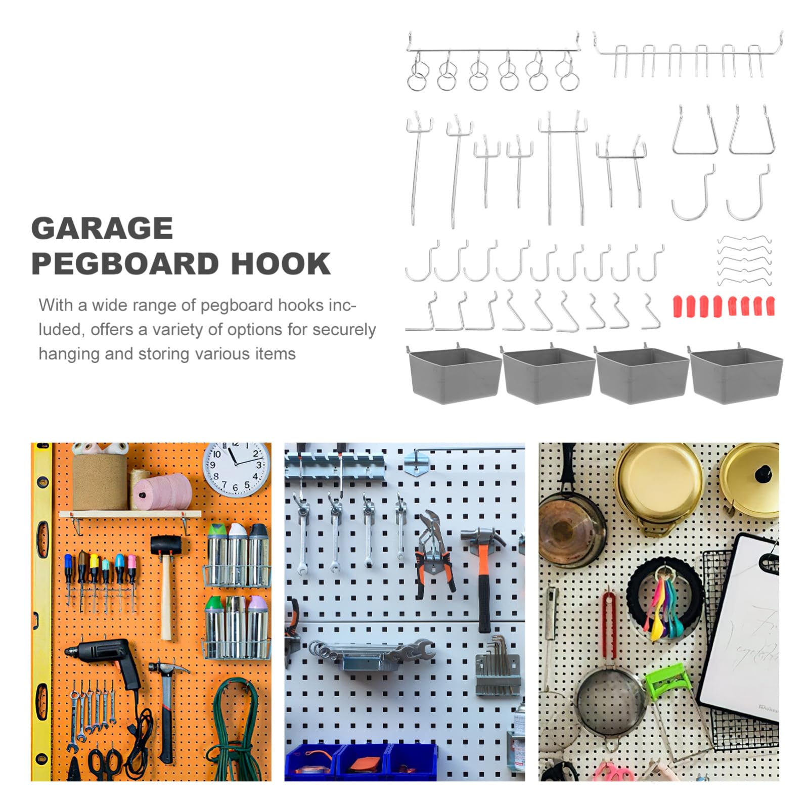114stücke Teiliges Pegboard-haken Und Aufbewahrungsbehältern Für Garage Und Bastelräume Vielseitige Aufbewahrungslösung Für Ordnung Und Übersicht