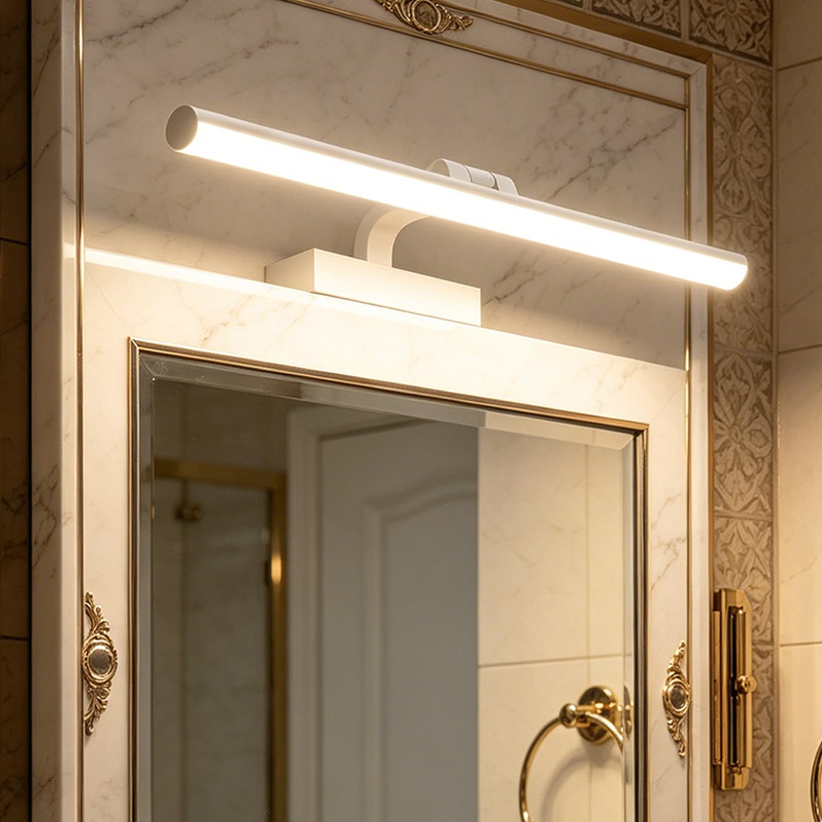 LED Lámpara de Espejo Baño Apliques de Pared Giratorio 180° Ángulo Ajustable Luces de Pared Interior Impermeable Iluminación Armario con Espejo Sala de Estar Dormitorio (Negro Luz Neutro,70cm)