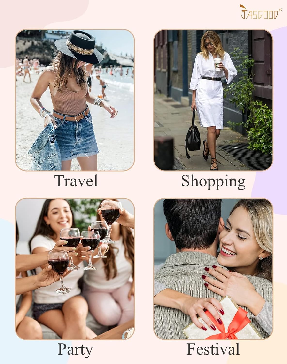 JASGOOD Women Leather Belt for Jeans Pants Gold Buckle Lady Casual Dress Waist Belt - Image 6