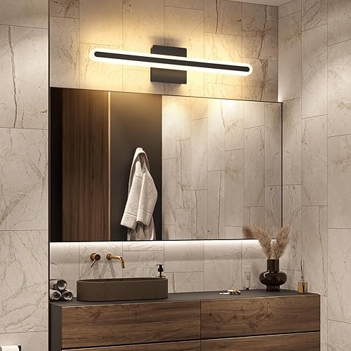 Miniatura 6 de Joosenhouse Moderna luz negra para tocador de baño, barra de luz de baño regulable 5CCT, luces LED de tocador sobre el espejo de 23.6 pulgadas, 20