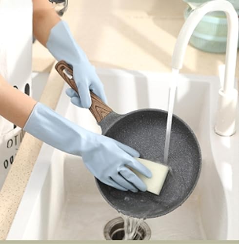Miniatura 9 de 3 pares de guantes duraderos para lavar platos sin látex, puño de 15 pulgadas de largo, ideales para limpieza de cocina, lavandería, jardinería
