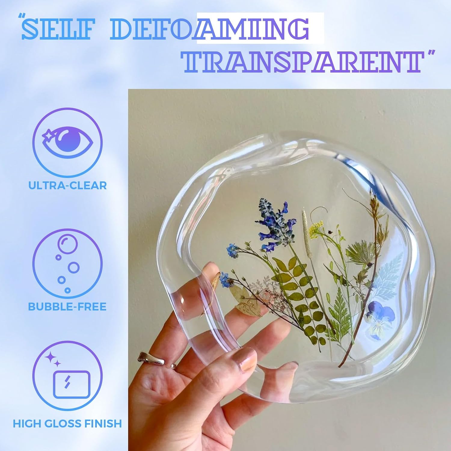 VidaRosa Epoxy Resin Kits for Beginners，1200ml/ 42.32oz Crystal Coating for Art, Craft, Jewelry Making, River Tables,4 Gloves, 2 Measuring Cup and 5 Wooden Sticks