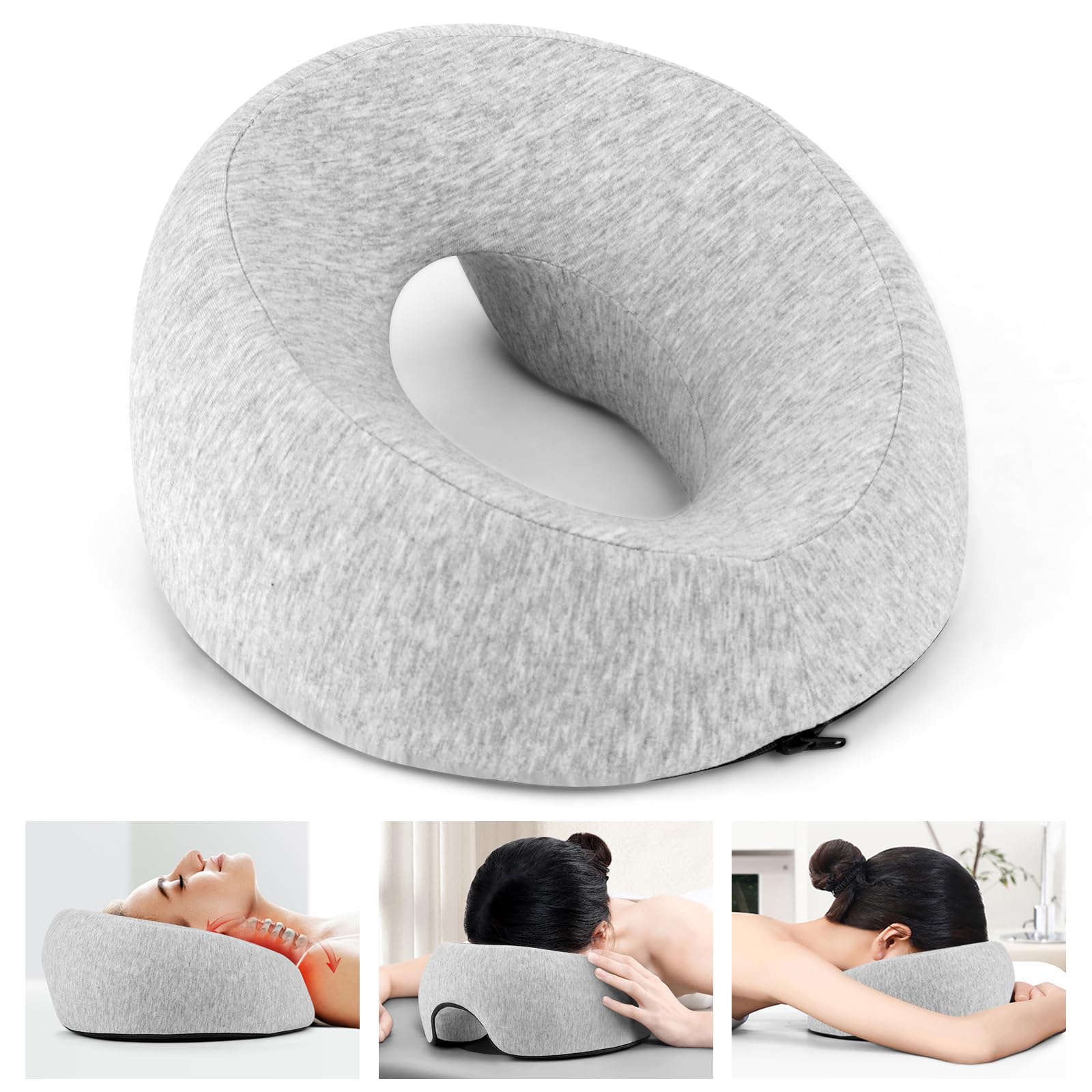 Mineup Almohada De Masaje Facial, Cojín de Cuna Facial, Reposacabezas para Cama de Masaje Boca Abajo, Reposacabezas De Masaje de Espuma viscoelástica para Cama de Masaje, salón de SPA