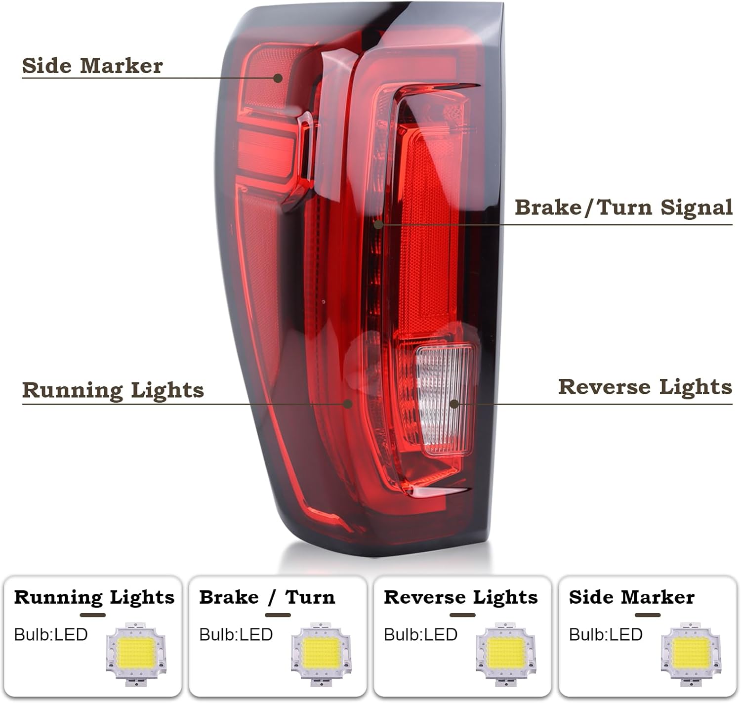 led type tail light lh rear lamp fit for 2019 2020 2021 2022 2023 2024 gmc sierra 1500 2500hd 3500hd limited with bulbs left driver side rear lights gm2800310 86820473 84968740