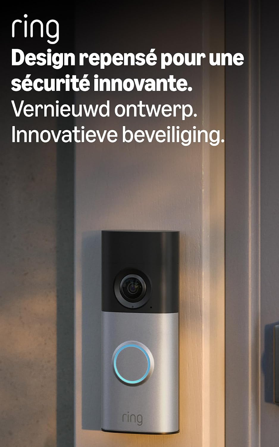 Ring Wired Video Doorbell 2K Plus, sonnette vidéo filaire (nouvelle génération), Sonnette vidéo, Retinal 2K, Large champ de vision, Essai gratuit de 30 jours de l'abonnement Ring
