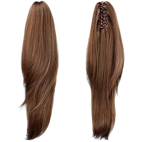 Miniatura 8 de Extensión de cola de caballo, extensión de pelo de cola de caballo de 20 pulgadas de largo, extensión de pelo sintético ondulado lacio, cola de