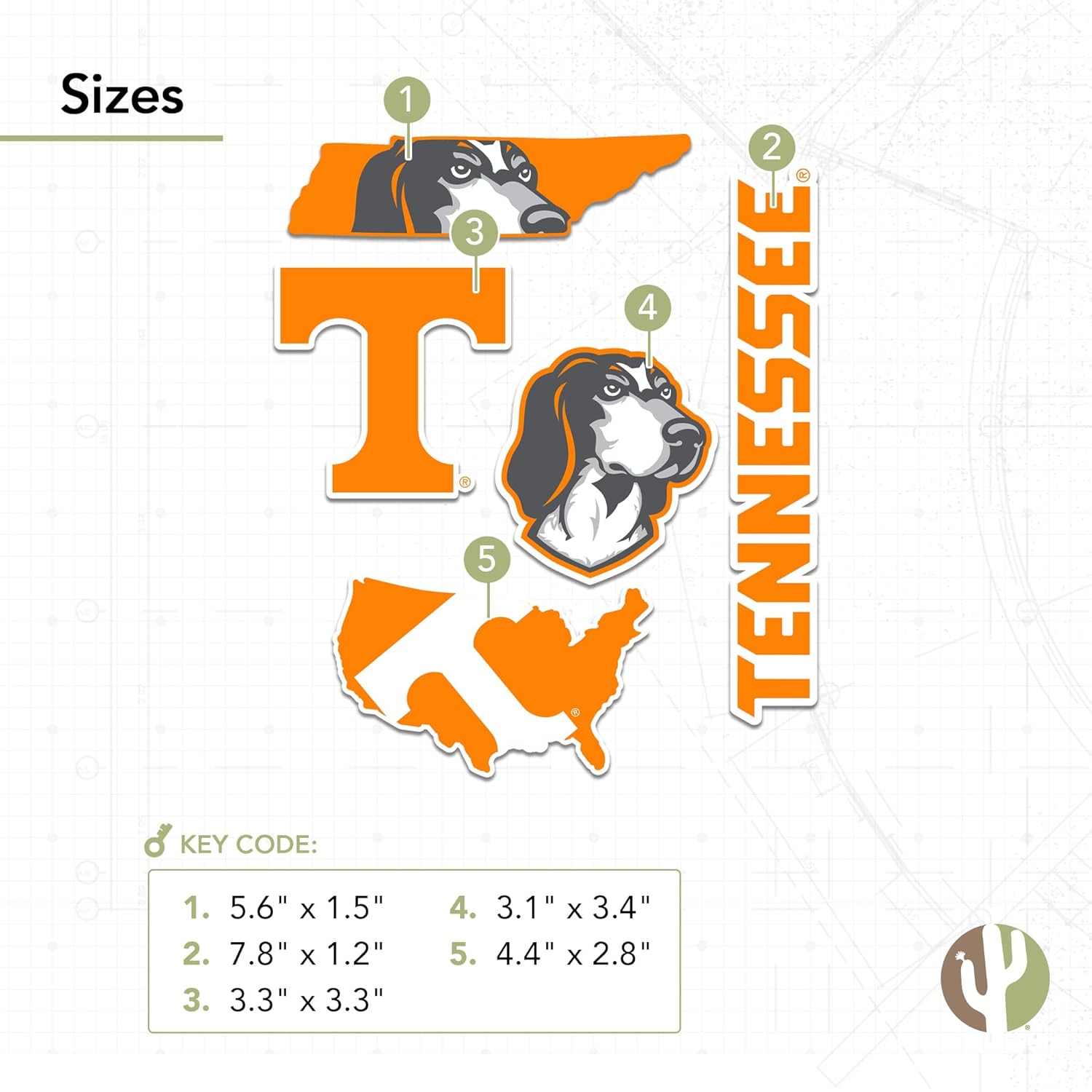 Desert Cactus University of Tennessee Sticker UT Knoxville Volunteers Vols Sticker Vinyl Decals Laptop Water Bottle Car Scrapbook Sheet T2 (Type 2-3) - Image 3