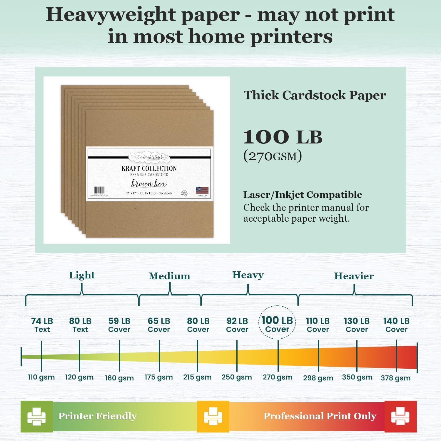 Cardstock Warehouse Kraft Brown Box Cardstock Paper 12x12 – 25 Sheets, 100 lb / 270 GSM 100% Recycled Premium Kraft Card Stock for Scrapbooking, Cardmaking, Die-Cutting, Crafts & DIY Projects