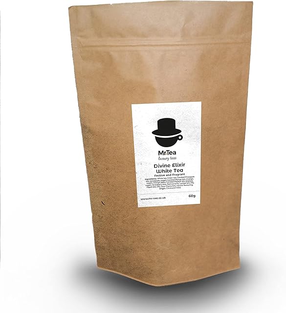 Divine Elixir White Tea  Loose White Tea Leaves and China Pai Mu Tan Blended with Fruity Flavours - a Fruity and Light White Tea Loose Leaf (250g)