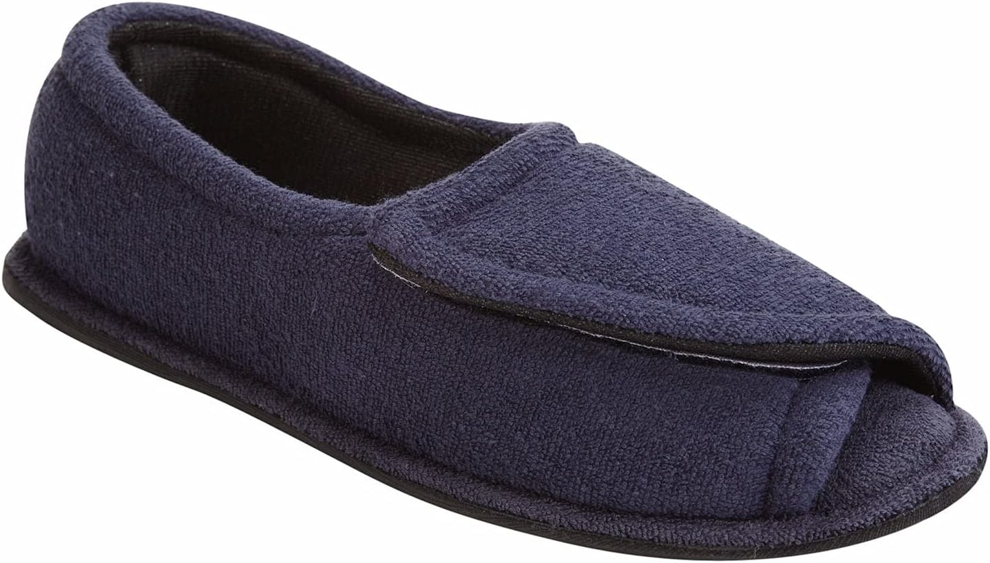 CLINIC SHOE Women's Terry Cloth Comfort Slippers, Adjustable Upper, Medium Width