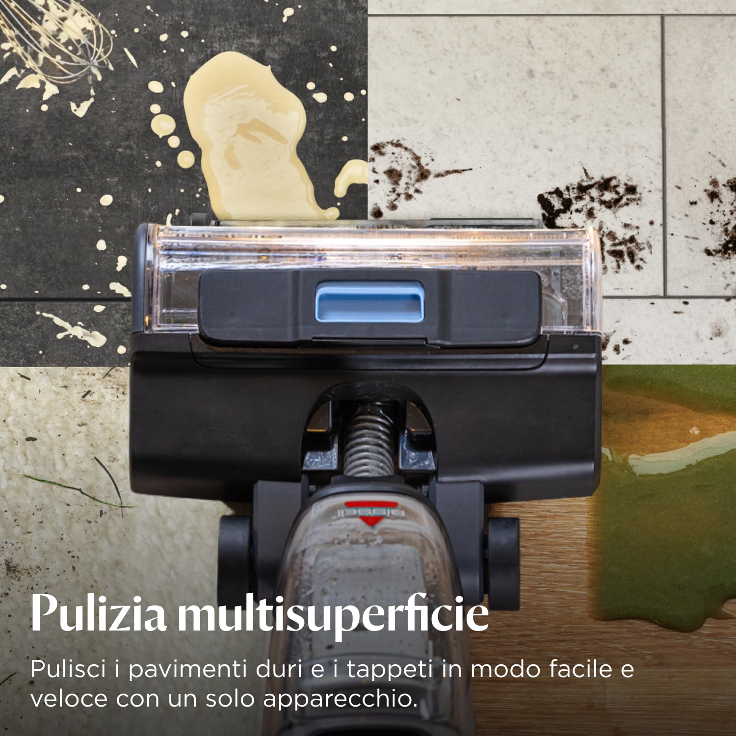 BISSELL CrossWave EdgeFind, aspirapolvere e lavapavimenti, potente sistema di pulizia per i pasticci degli animali domestici, lavapavimenti con tecnologia ZeroGap, aspirapolvere multisuperficie, 4159N