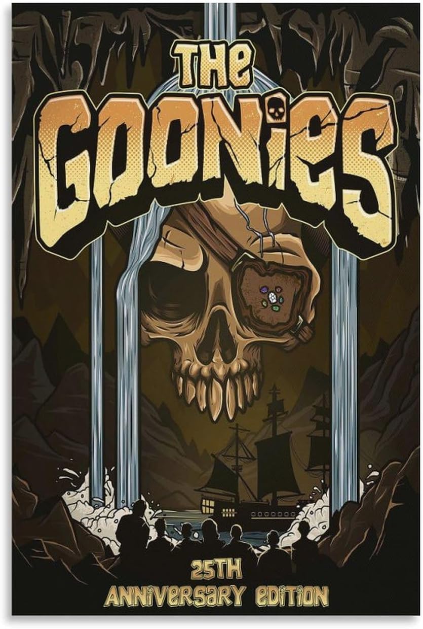 The Goonies 1985 Retro Movie Poster Canvas Wall Art Room Aesthetics HD Modern Decorative Painting For Teens Bedroom Liveroom Dorm Deco 24x36inch(60x90cm)