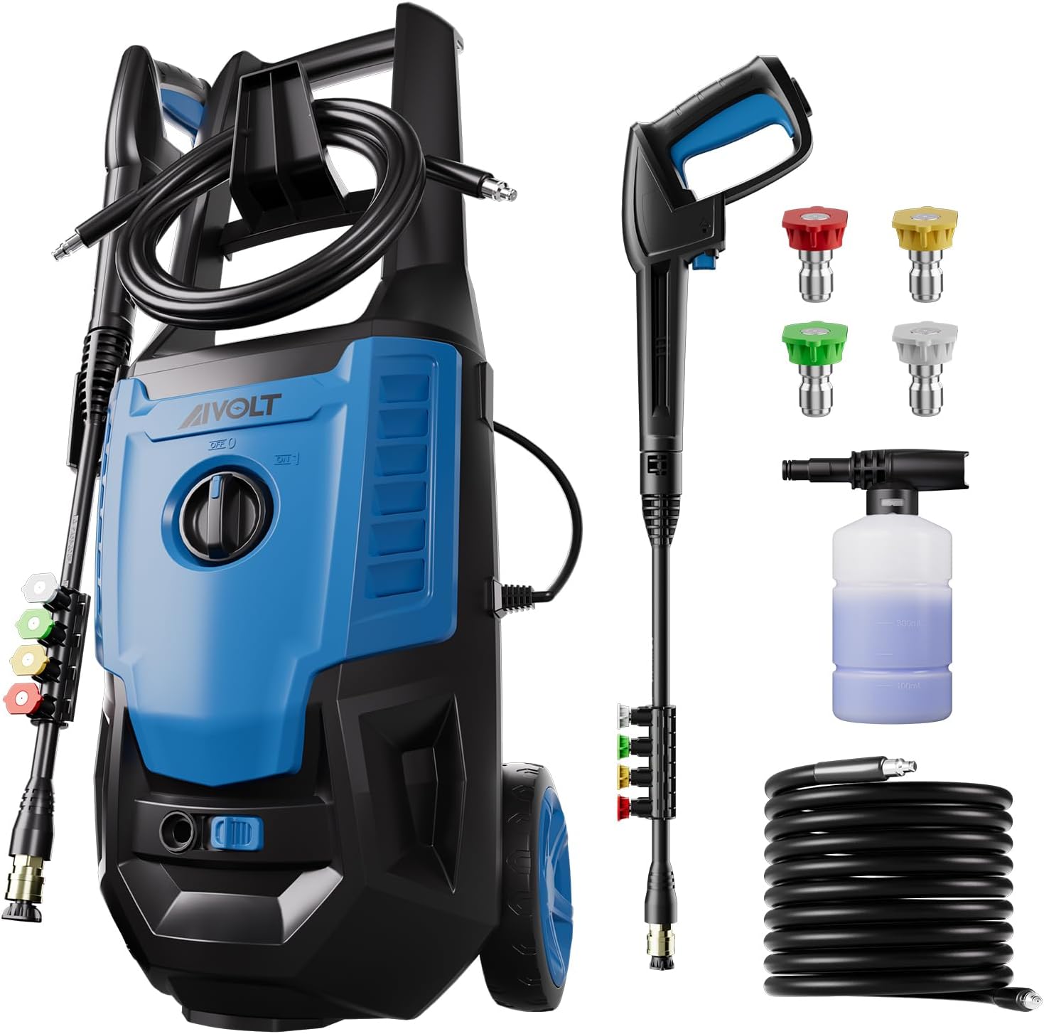 AIVOLT Electric Pressure Washer 4000PSI High Pressure Washer Electric Powered Portable Pressure Washer with 4 Nozzles and Foam Cannon for Car, Fence and Deck Cleaning