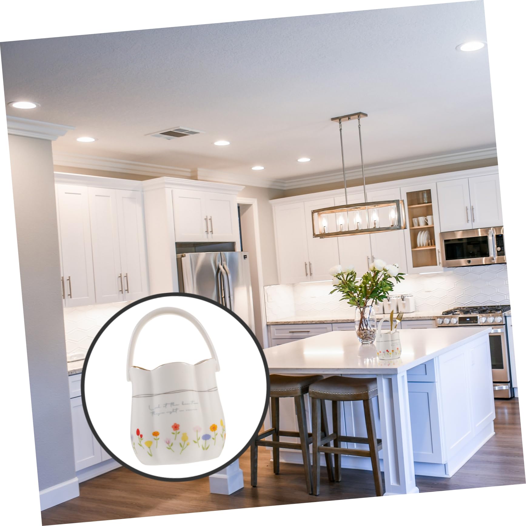 STOBAZA 1Pc Ceramic Utensil Holder Petal Shaped Chopstick Stand Lightweight and Compact Countertop Organizer for Cooking Utensils for Home Kitchen Storage