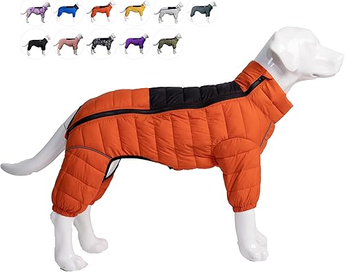 Miniatura 9 de Abrigo para perro, chaqueta cálida para perro, 4 patas cubiertas, impermeable, resistente al viento, reflectante, chaleco cálido para perro, con