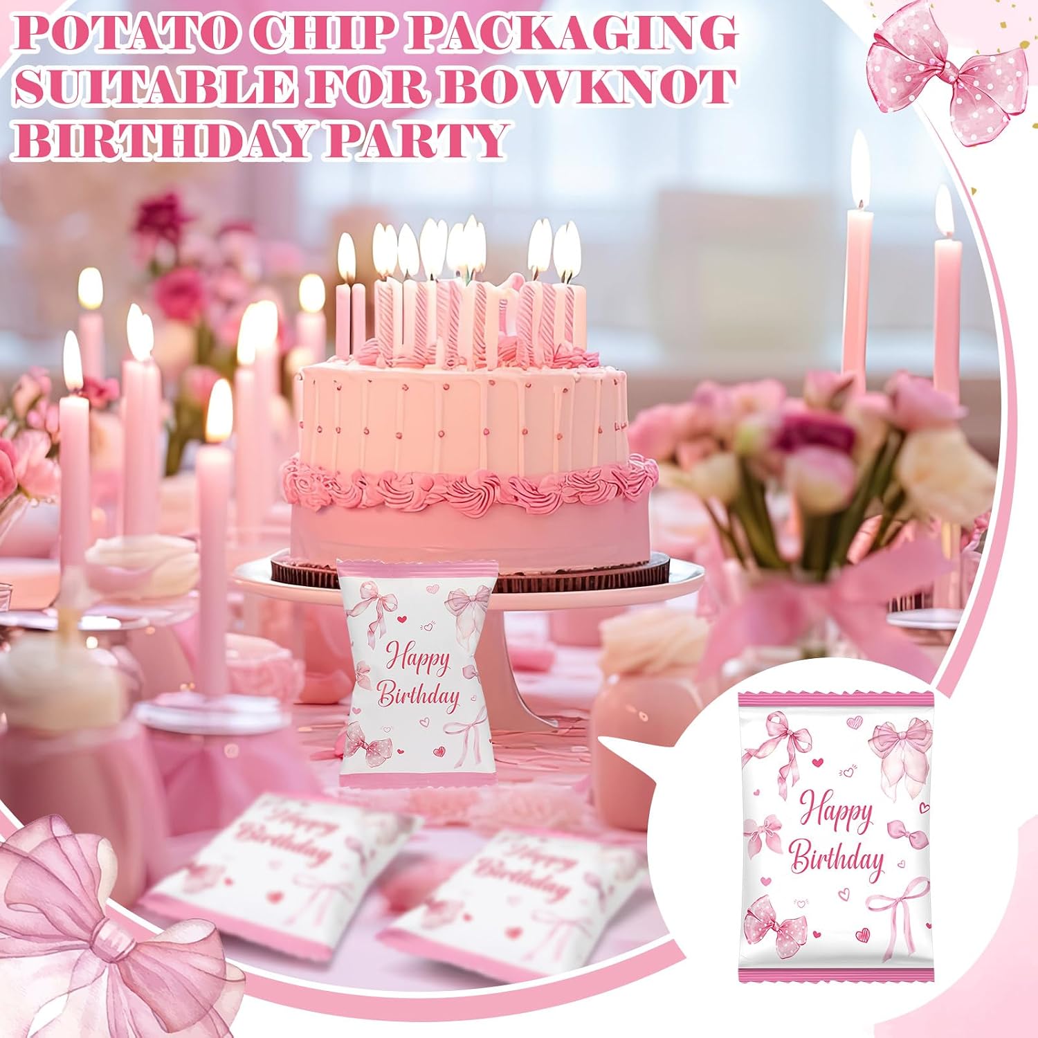 Gilprop Paper Crimper, Pinking Shears, 30 Sheets Bowknot Glossy Thin Inkjet Paper, Double Sided Tape for Crafts Bowknot Birthday Party Supplies for Chip Bag Making