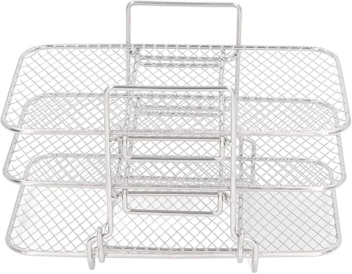 Miniatura 7 de Alvinlite Accesorios para freidora de aire, 3 piezas, estantes de parrilla de acero inoxidable apilables, cestas de enfriamiento apilables, bandeja