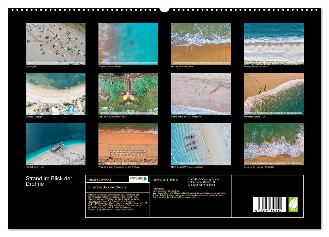 Strand im Blick der Drohne (hochwertiger Premium Wandkalender 2026 DIN A2 quer), Kunstdruck in Hochglanz: Wunderschöne Strände, Einladungen für den ... Bilder von oben. (CALVENDO Natur)