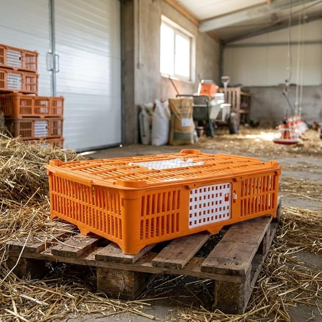 Foto 4 de 4 de Suinga Jaula de Transporte de Plástico 67x45x14 cm con Puerta Frontal Corredera - Uso Ganadero y Agrícola