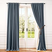 Vista 77 de Lazzzy - 2 paneles de cortinas opacas de terciopelo, con aislamiento térmico, con bolsillo para cortinero, para dormitorio, sala de estar